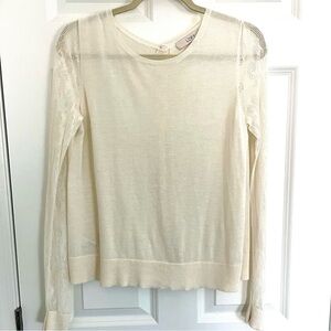 LOFT Cream Blouse with Long Sleeves